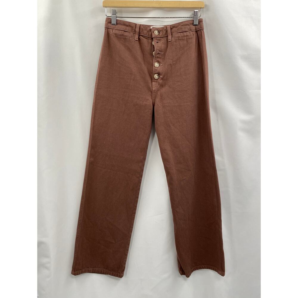 reformation brown Lexi Wide-Leg High-Rise Organic-Denim Jeans - Picture 6 of 8